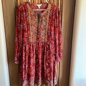 Time and Tru Dress with Slip, Size Small, Never Worn, Spiced Cider, Floral